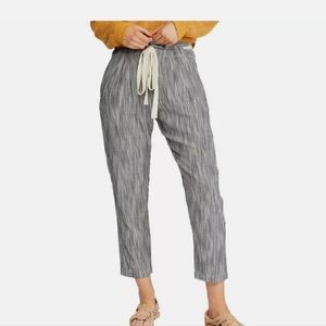 NWT Free People indigo cotton belted striped pants sz 0 small